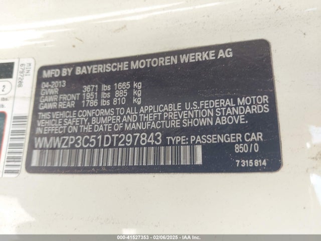 2013 MINI CONVERTIBLE WMWZP3C51DT297843 Photo 8