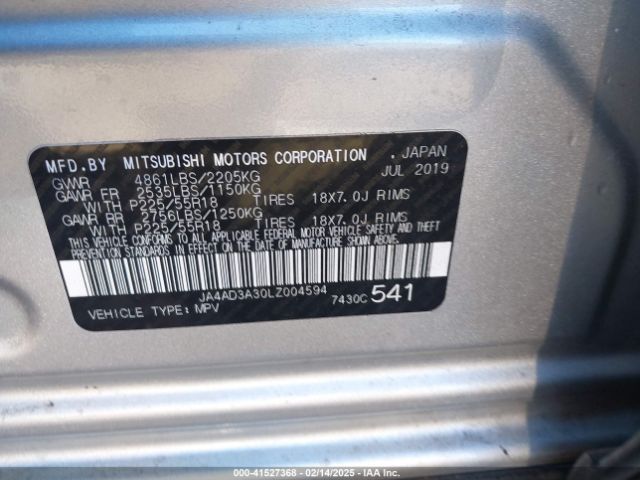 2020 MITSUBISHI OUTLANDER JA4AD3A30LZ004594 Photo 8