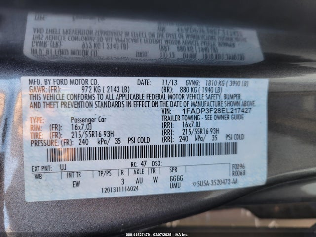 Ford Focus 2014 1FADP3F28EL217427 Image 9