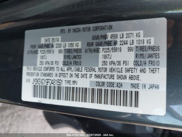 JM3KE4DY9F0481691 Mazda Cx-5 Grand Touring