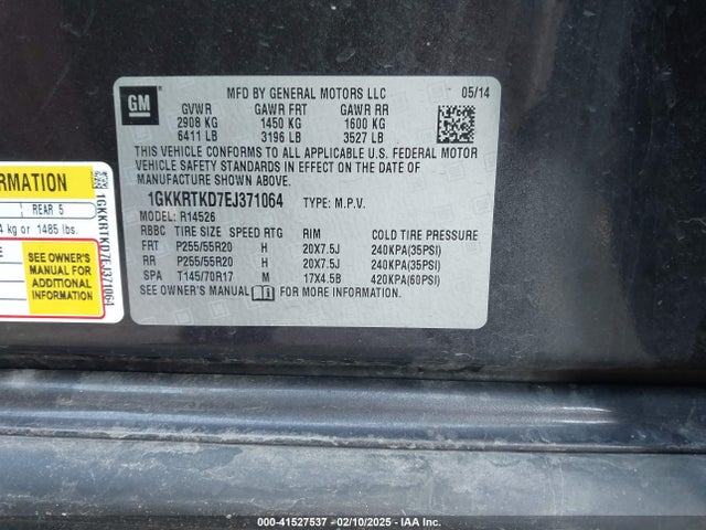 GMC Acadia Denali 2014 1GKKRTKD7EJ371064 Image 9