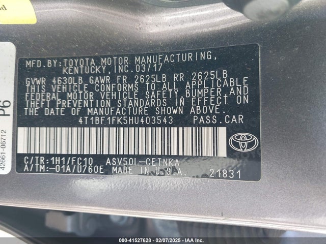 4T1BF1FK5HU403543 Toyota CAMRY LE