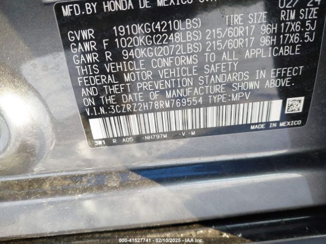 3CZRZ2H78RM769554 Honda HR-V
