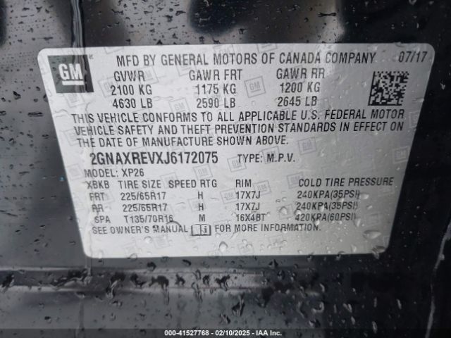 2018 CHEVROLET EQUINOX 2GNAXREVXJ6172075 Photo 8