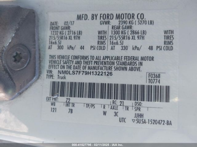 NM0LS7F79H1322126 Ford Transit Connect Xlt