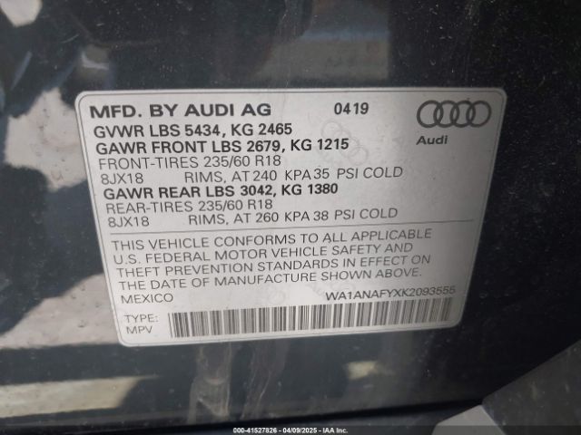 WA1ANAFYXK2093555 Audi Q5 45 Premium