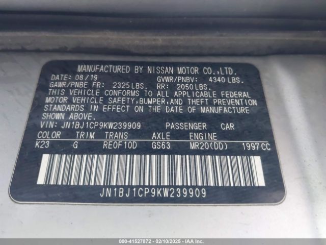 JN1BJ1CP9KW239909 Nissan Rogue Sport S