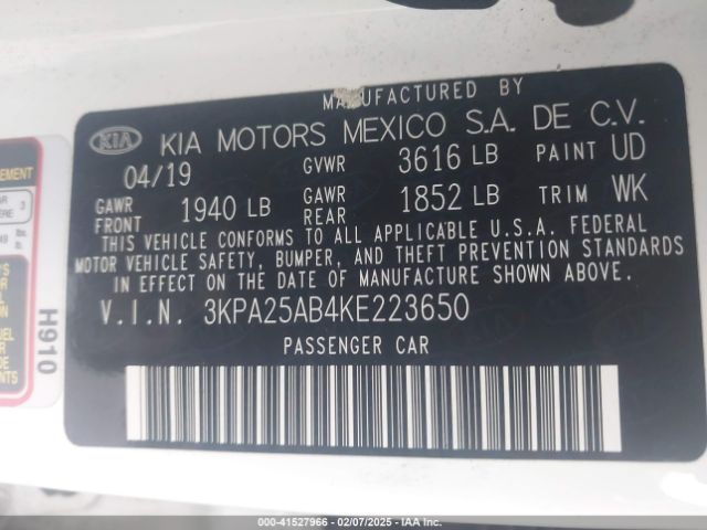 3KPA25AB4KE223650 KIA Rio 5-door S