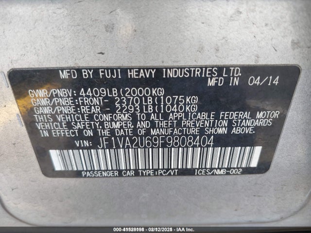 JF1VA2U69F9808404 Subaru 2015