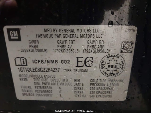 1GTV2LEC8GZ264237 GMC SIERRA 1500