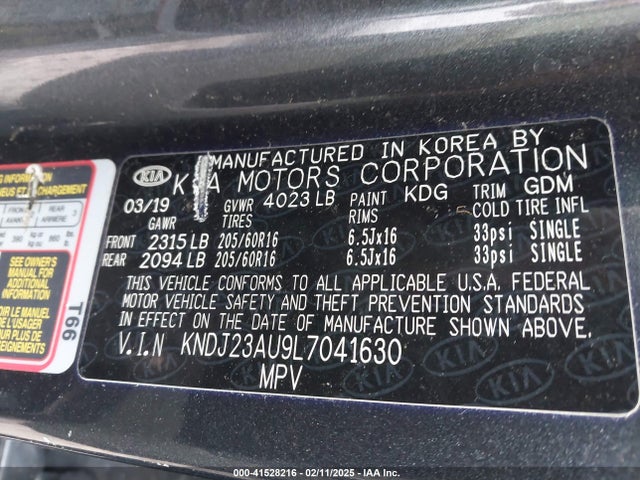 KNDJ23AU9L7041630 KIA SOUL LX