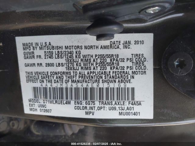 2010 MITSUBISHI ENDEAVOR 4A4JM3AS4AE015169 Photo 8