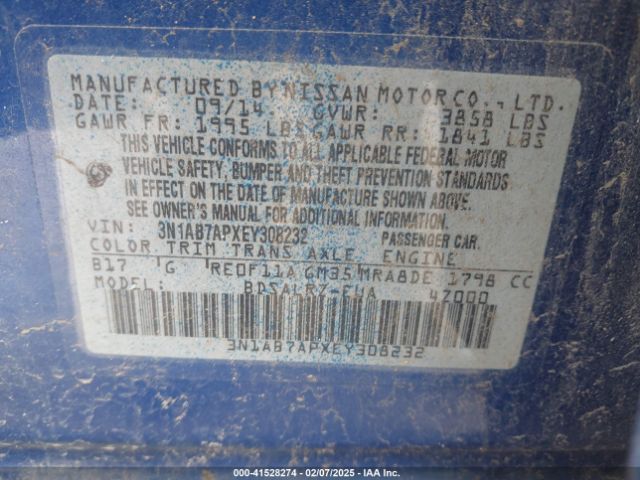 3N1AB7APXEY308232 Nissan SENTRA SR