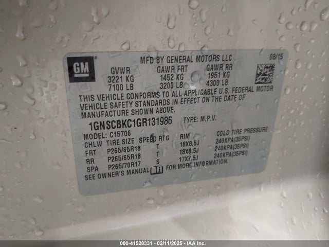 Chevrolet Tahoe Lt 2016 1GNSCBKC1GR131986 Image 9
