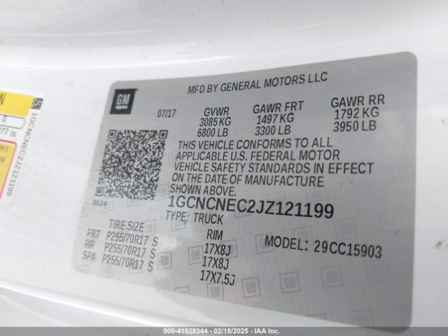 1GCNCNEC2JZ121199 Chevrolet Silverado 1500 Wt
