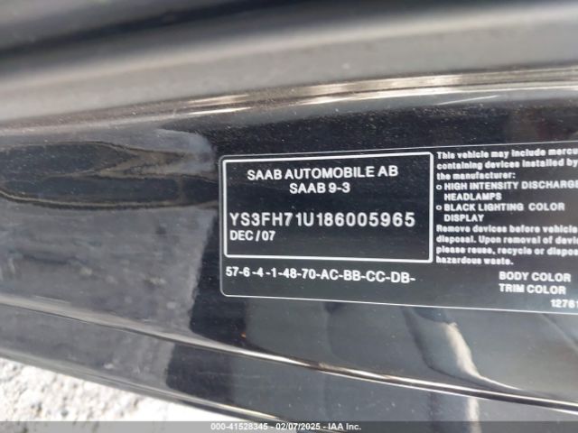2008 SAAB 9-3 YS3FH71U186005965 Photo 8