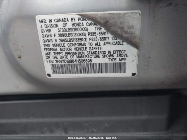 2004 ACURA MDX 2HNYD18984H506896 Photo 8