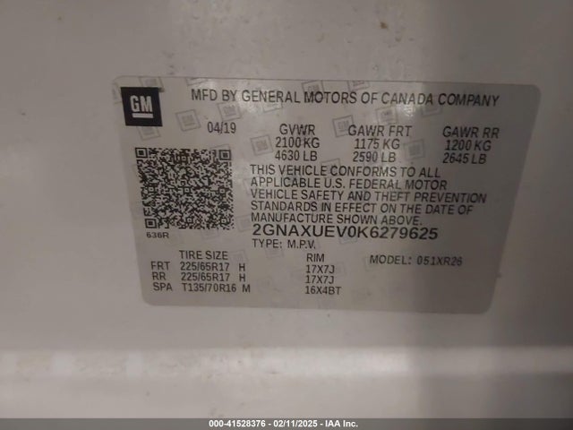 Chevrolet EQUINOX LT 2019 2GNAXUEV0K6279625 Image 9