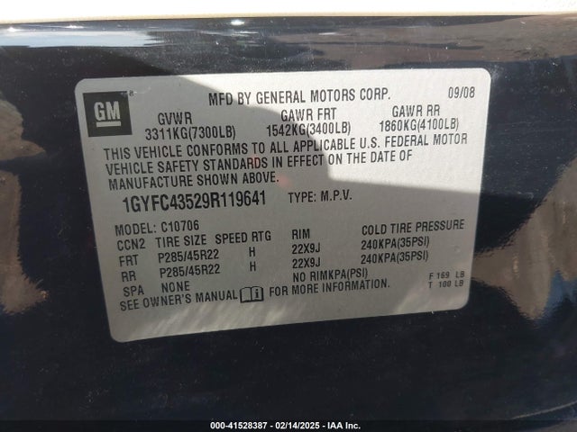 2009 CADILLAC ESCALADE HYBRID 1GYFC43529R119641 Photo 8