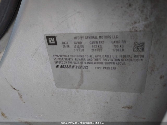 1G1BC5SM1H7131592 Chevrolet Cruze Ls Auto