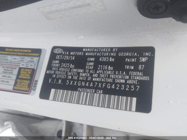 KIA OPTIMA EX 2015 5XXGN4A7XFG423257 Image 9