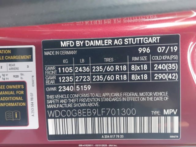 WDC0G8EB9LF701300 Mercedes-Benz Glc 300 4matic