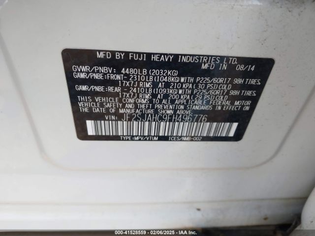 JF2SJAHC9FH496776 Subaru Forester 2.5i Limited