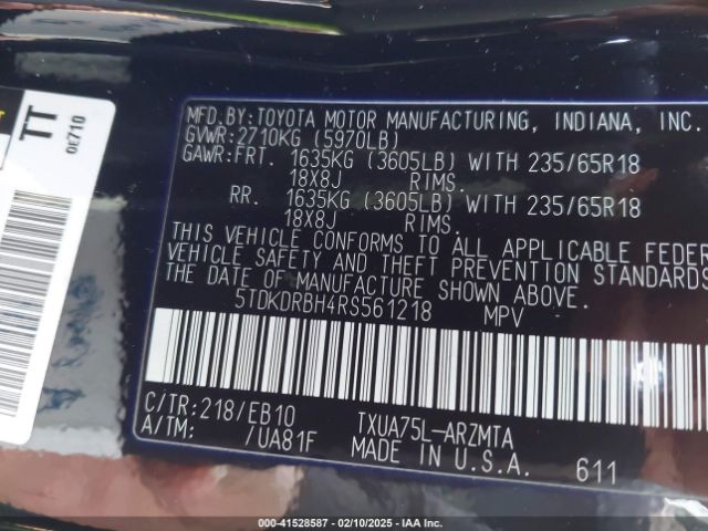 2024 TOYOTA HIGHLANDER 5TDKDRBH4RS561218 Photo 8