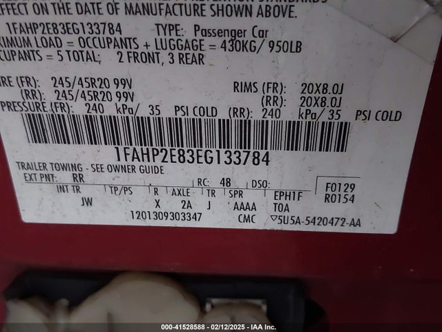 Ford TAURUS SEL 2014 1FAHP2E83EG133784 Image 9
