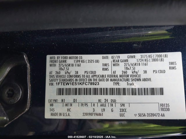 Ford F-150 Lariat 2019 1FTEW1E51KFC78923 Image 9