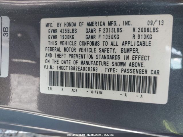 1HGCT1B82EA000369 Honda Accord Ex-l