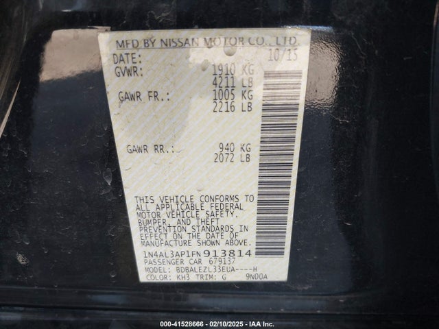 Nissan Altima 2.5 S 2015 1N4AL3AP1FN913814 Image 9