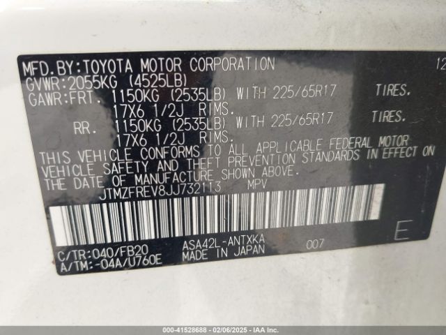 JTMZFREV8JJ732113 Toyota RAV4 LE