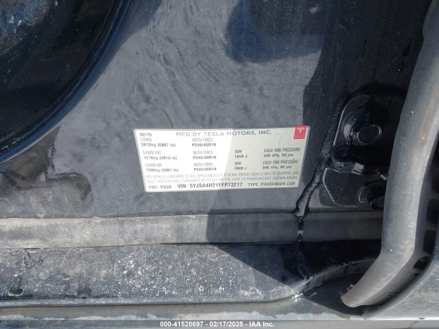2015 TESLA MODEL S 5YJSA4H21FFP73217 Photo 8