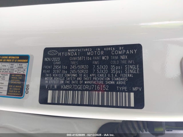 KM8R7DGE0RU716152 Hyundai Palisade Calligraphy