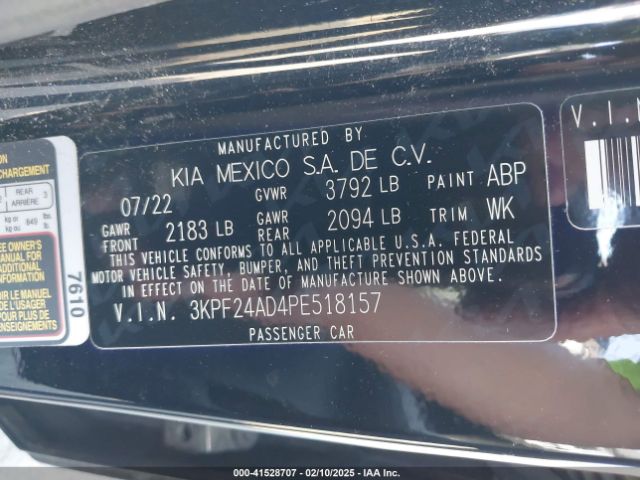 3KPF24AD4PE518157 KIA Forte Lxs