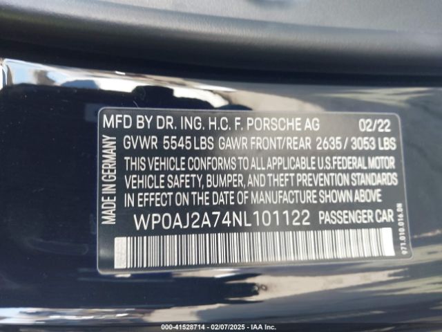 2022 PORSCHE PANAMERA WP0AJ2A74NL101122 Photo 8