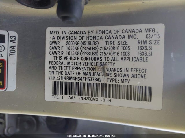 Honda CR-V LX 2015 2HKRM4H34FH637342 Image 9