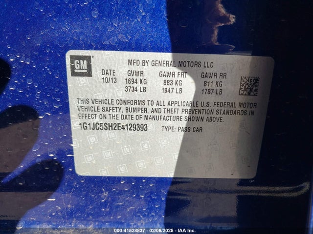 Chevrolet Sonic Lt Auto 2014 1G1JC5SH2E4129393 Image 9