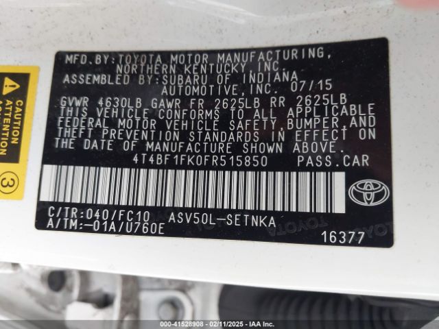 4T4BF1FK0FR515850 Toyota CAMRY LE