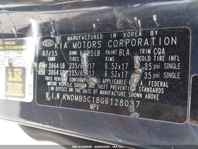 KIA SEDONA LX 2016 KNDMB5C18G6128037 Image 9