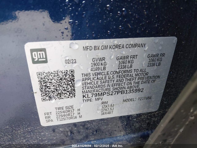 KL79MPS27PB135992 Chevrolet Trailblazer Fwd Lt