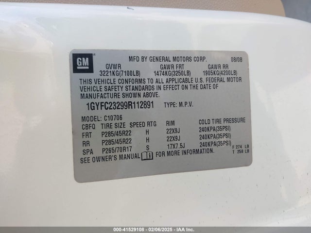 2009 CADILLAC ESCALADE 1GYFC23299R112891 Photo 8