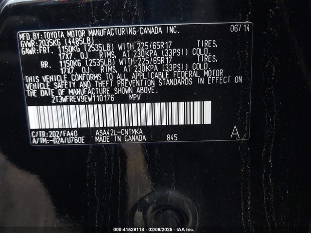 Toyota Rav4 Xle 2014 2T3WFREV9EW110176 Image 9