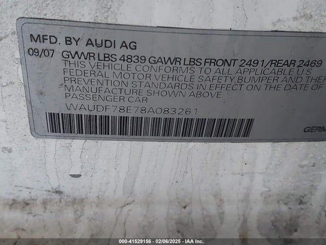 2008 AUDI A4 WAUDF78E78A083261 Photo 8