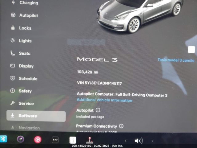 5YJ3E1EA0NF145117 Tesla Model 3 Rear-wheel Drive