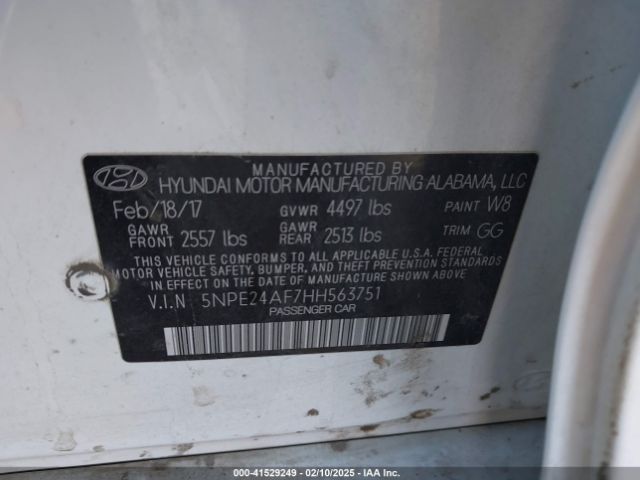 5NPE24AF7HH563751 Hyundai Sonata