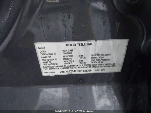 7SAYGAEEXPF685356 Tesla Model Y Awd/long Range Dual Motor All-wheel Drive