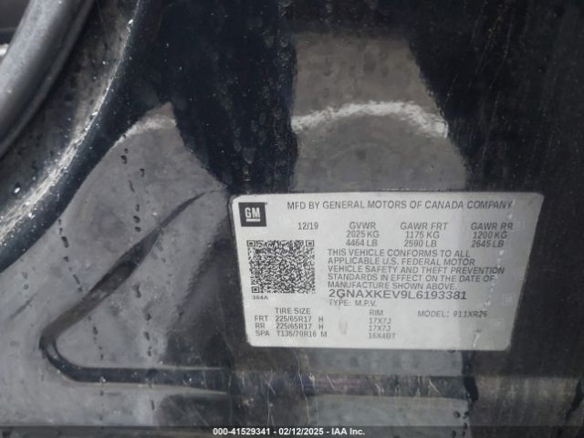 2GNAXKEV9L6193381 Chevrolet Equinox Fwd Lt 1.5l Turbo