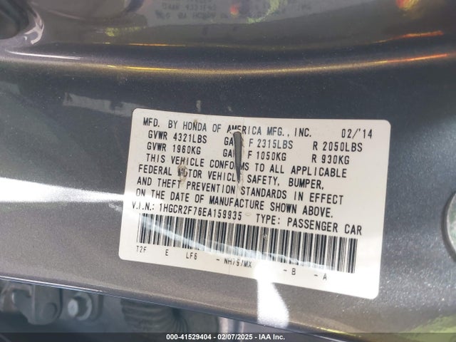Honda ACCORD EX 2014 1HGCR2F76EA159935 Image 9